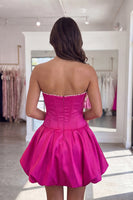 Load image into Gallery viewer, Navy Short A Line Corset Strapless Homecoming Dress with Pearls