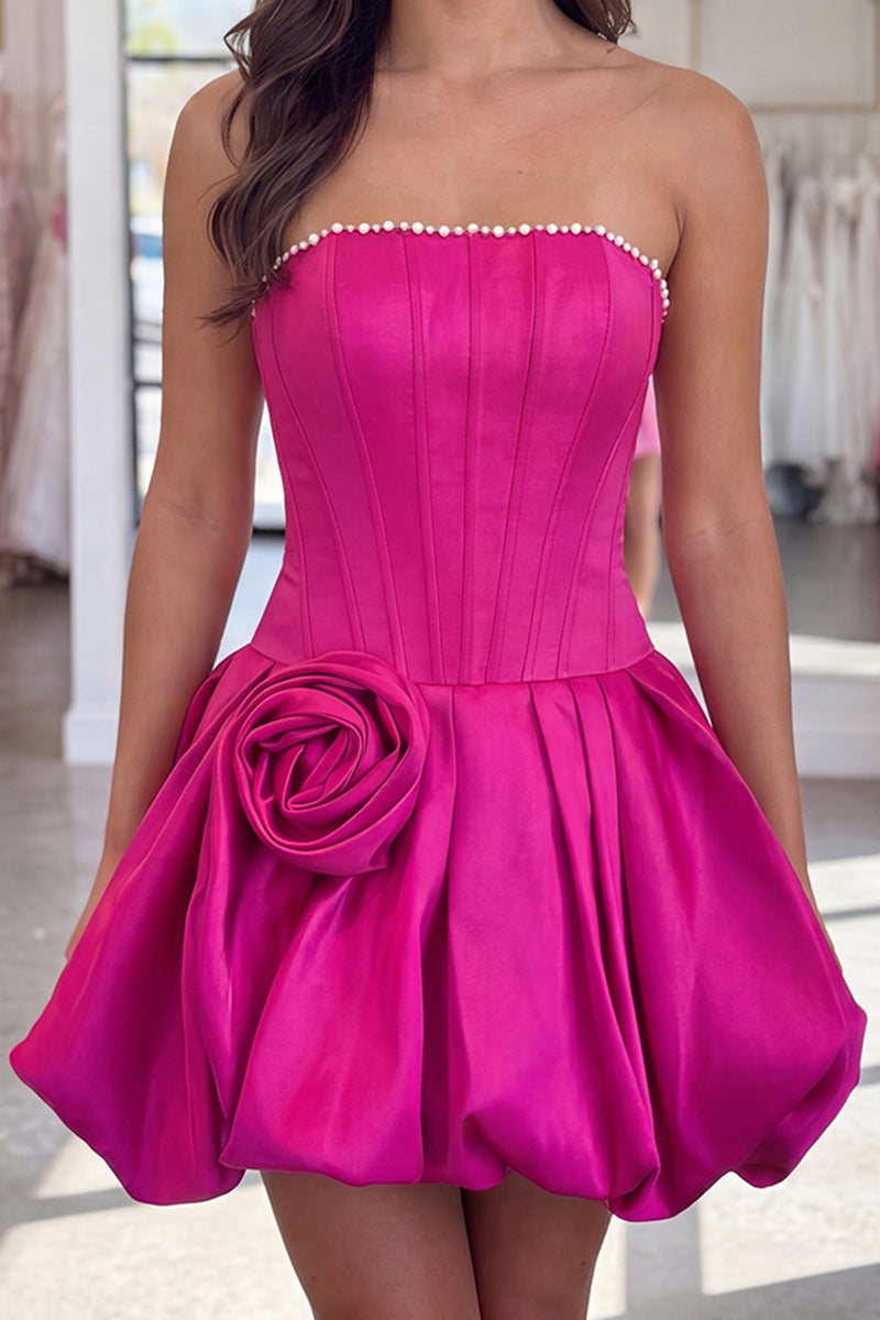 Load image into Gallery viewer, Navy Short A Line Corset Strapless Homecoming Dress with Pearls