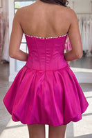 Load image into Gallery viewer, Navy Short A Line Corset Strapless Homecoming Dress with Pearls