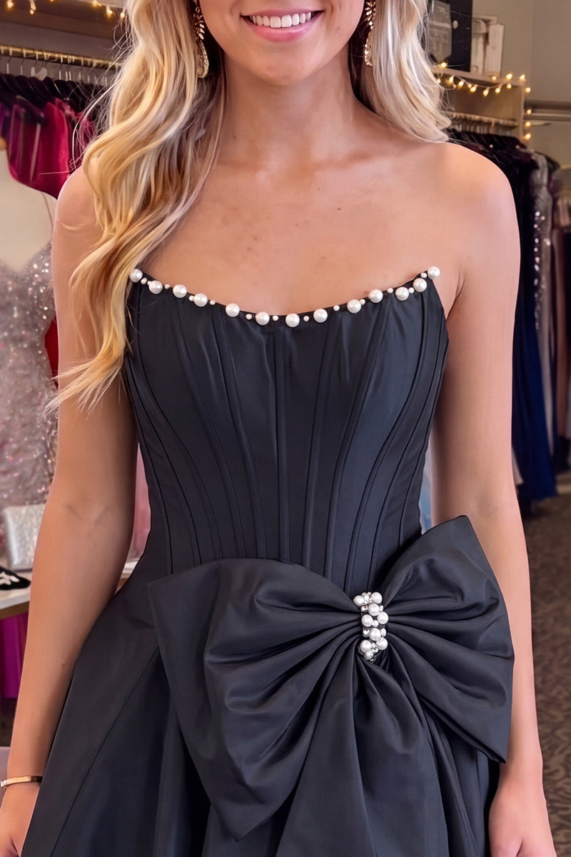 Load image into Gallery viewer, Pink Short Corset A Line Strapless Homecoming Dress with Pearls
