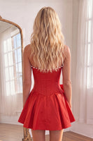 Load image into Gallery viewer, Pink Short Corset A Line Strapless Homecoming Dress with Pearls