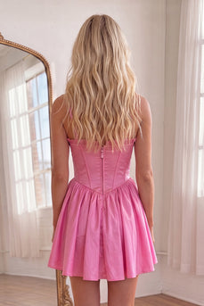 Pink Strapless Corset A Line Short Homecoming Dress