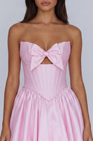 Load image into Gallery viewer, Fuchsia Corset A Line Strapless Keyhole Short Homecoming Dress with Bow