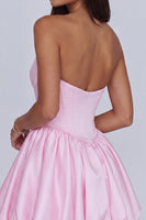Load image into Gallery viewer, Fuchsia Corset A Line Strapless Keyhole Short Homecoming Dress with Bow