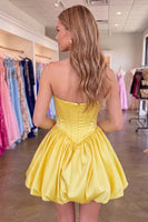 Load image into Gallery viewer, Fuchsia Corset A Line Strapless Keyhole Short Homecoming Dress with Bow