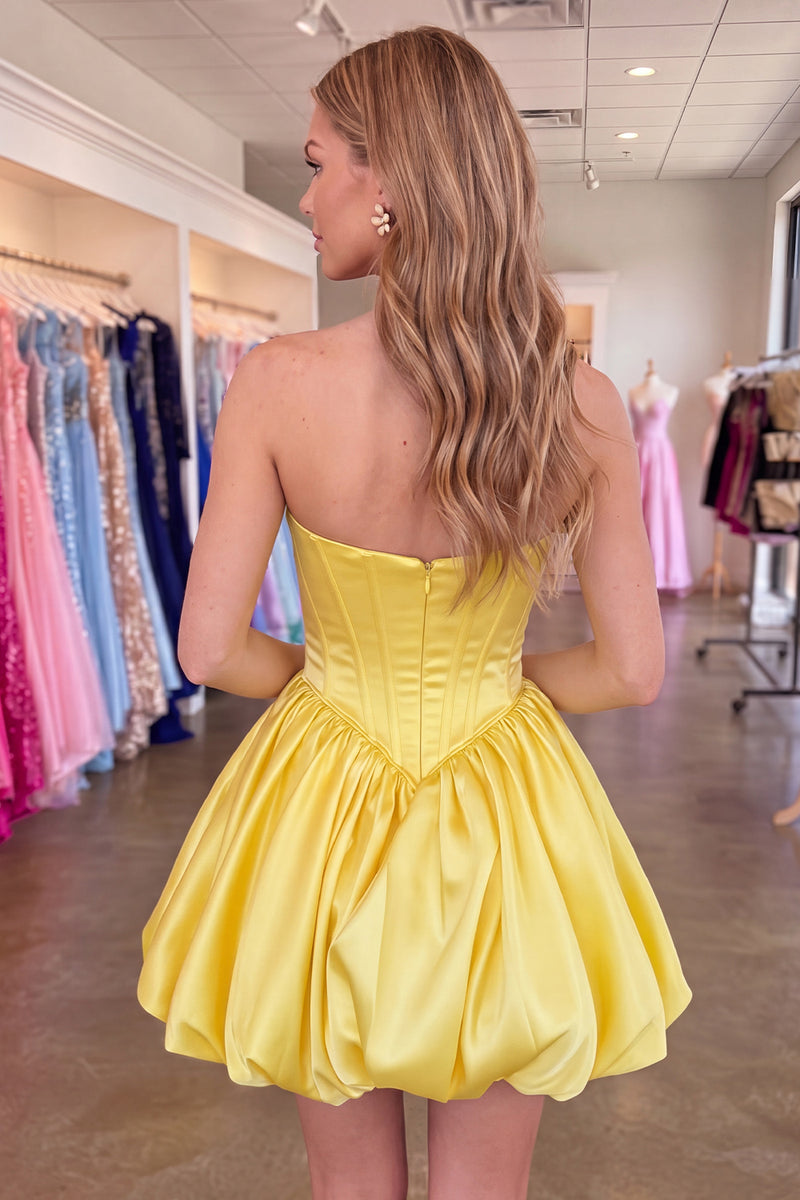 Load image into Gallery viewer, Fuchsia Corset A Line Strapless Keyhole Short Homecoming Dress with Bow