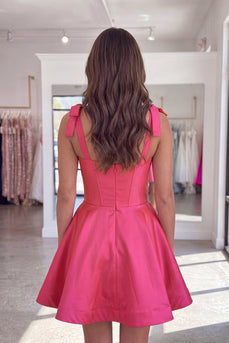 Fuchsia Corset A Line Thick Straps Short Homecoming Dress
