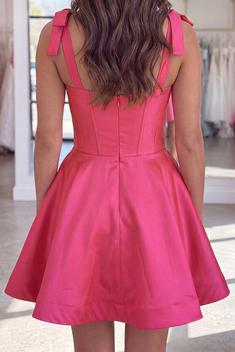 Load image into Gallery viewer, Fuchsia Corset A Line Thick Straps Short Homecoming Dress