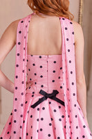 Load image into Gallery viewer, Pink Strapless Polka Dots Neck Scarf A Line Short Homecoming Dress