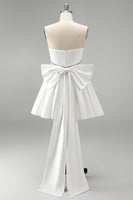 Load image into Gallery viewer, White Strapless A Line Short Corset Beaded Homecoming Dress with Bow