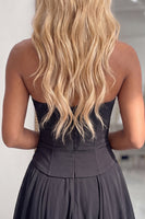 Load image into Gallery viewer, Black Strapless A Line Short Homecoming Dress