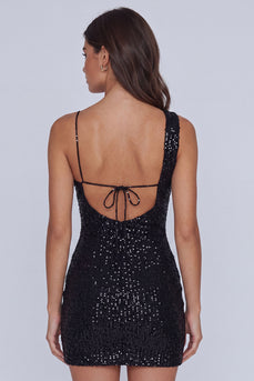Sequin Sparkly Black Tight Short Homecoming Dress