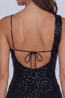 Load image into Gallery viewer, Sequin Sparkly Black Tight Short Homecoming Dress