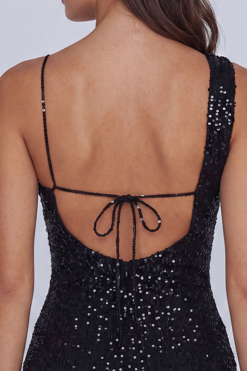 Load image into Gallery viewer, Sequin Sparkly Black Tight Short Homecoming Dress