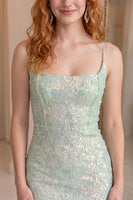 Load image into Gallery viewer, Sparkly Grey Green Beaded Tight Short Homecoming Dress