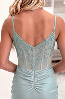 Load image into Gallery viewer, Grey Green Tight Short Floral Corset Homecoming Dress
