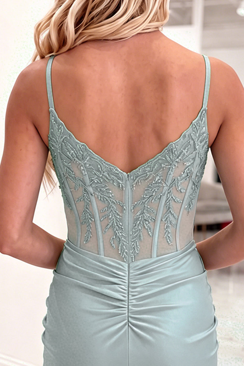Load image into Gallery viewer, Grey Green Tight Short Floral Corset Homecoming Dress