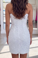 Load image into Gallery viewer, Sparkly White Strapless Tight Short Beaded Homecoming Dress