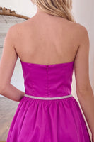 Load image into Gallery viewer, Fuchsia Short A Line Strapless Homecoming Dress with Beading