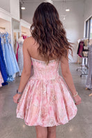 Load image into Gallery viewer, Sparkly Beaded Lilac Floral Corset Short Homecoming Dress