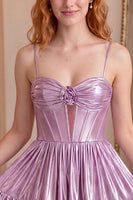 Load image into Gallery viewer, Blush Metallic Corset Short Homecoming Dress with Keyhole
