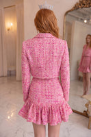 Load image into Gallery viewer, Fuchsia Ruffled Short Tweed Homecoming Suits