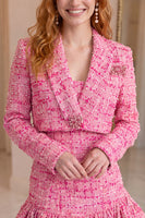 Load image into Gallery viewer, Fuchsia Ruffled Short Tweed Homecoming Suits
