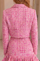 Load image into Gallery viewer, Fuchsia Ruffled Short Tweed Homecoming Suits