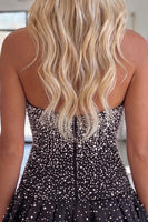 Load image into Gallery viewer, White Sparkly A Line Beaded Short Homecoming Dress with Pearls