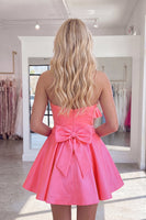 Load image into Gallery viewer, Hot Pink Sparkly Beaded Sweetheart Short Homecoming Dress with Bows