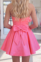 Load image into Gallery viewer, Hot Pink Sparkly Beaded Sweetheart Short Homecoming Dress with Bows