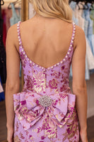 Load image into Gallery viewer, Lilac Floral Backless Short Tight Homecoming Dress with Bow