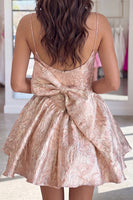 Load image into Gallery viewer, Blue Floral A Line Short Corset Homecoming Dress with Bow