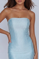 Load image into Gallery viewer, Blue Beaded Strapless Tight Short Homecoming Dress