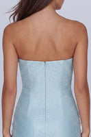 Load image into Gallery viewer, Blue Beaded Strapless Tight Short Homecoming Dress