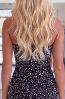 Load image into Gallery viewer, Black Beaded Strapless Tight Short Homecoming Dress