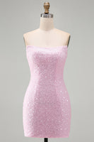Load image into Gallery viewer, Black Beaded Strapless Tight Short Homecoming Dress