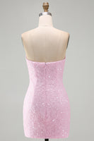 Load image into Gallery viewer, Black Beaded Strapless Tight Short Homecoming Dress