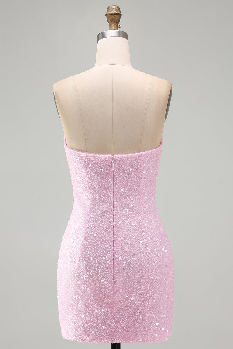 Load image into Gallery viewer, Black Beaded Strapless Tight Short Homecoming Dress