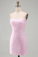 Load image into Gallery viewer, Black Beaded Strapless Tight Short Homecoming Dress