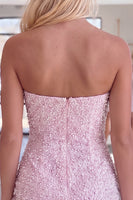 Load image into Gallery viewer, Black Beaded Strapless Tight Short Homecoming Dress