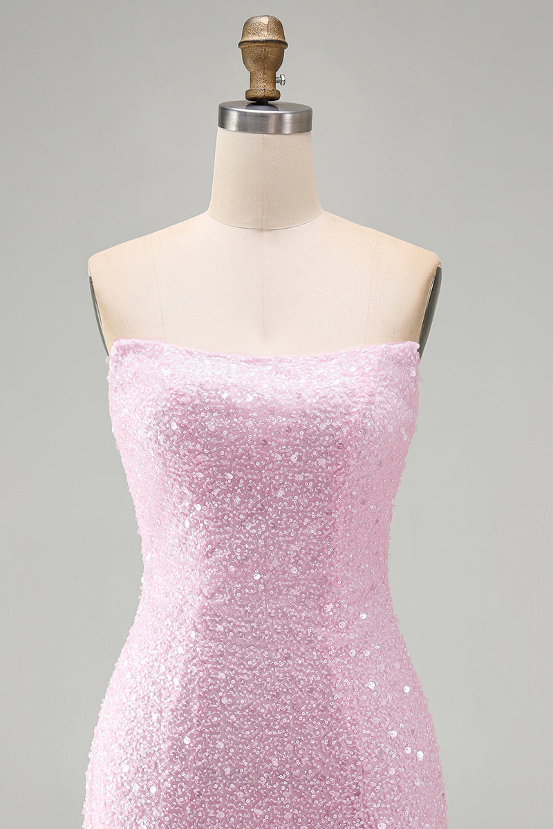 Load image into Gallery viewer, Black Beaded Strapless Tight Short Homecoming Dress