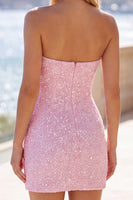 Load image into Gallery viewer, Black Beaded Strapless Tight Short Homecoming Dress