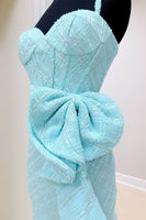 Load image into Gallery viewer, Blue Corset Ruffled Spaghetti Strap Tight Short Homecoming Dress