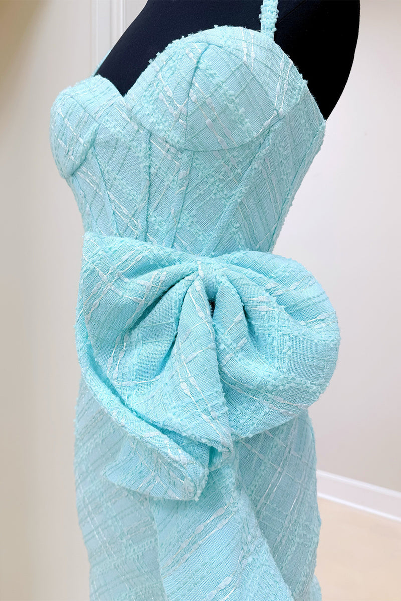 Load image into Gallery viewer, Blue Corset Ruffled Spaghetti Strap Tight Short Homecoming Dress