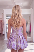 Load image into Gallery viewer, Lilac Corset Floral Short A Line Homecoming Dress with 3D Flower
