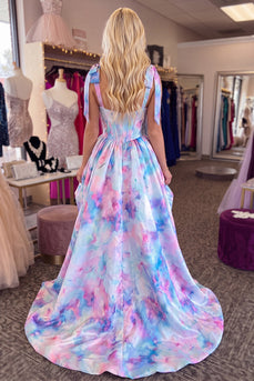 Lilac Corset High Low A Line Thick Straps Homecoming Dress