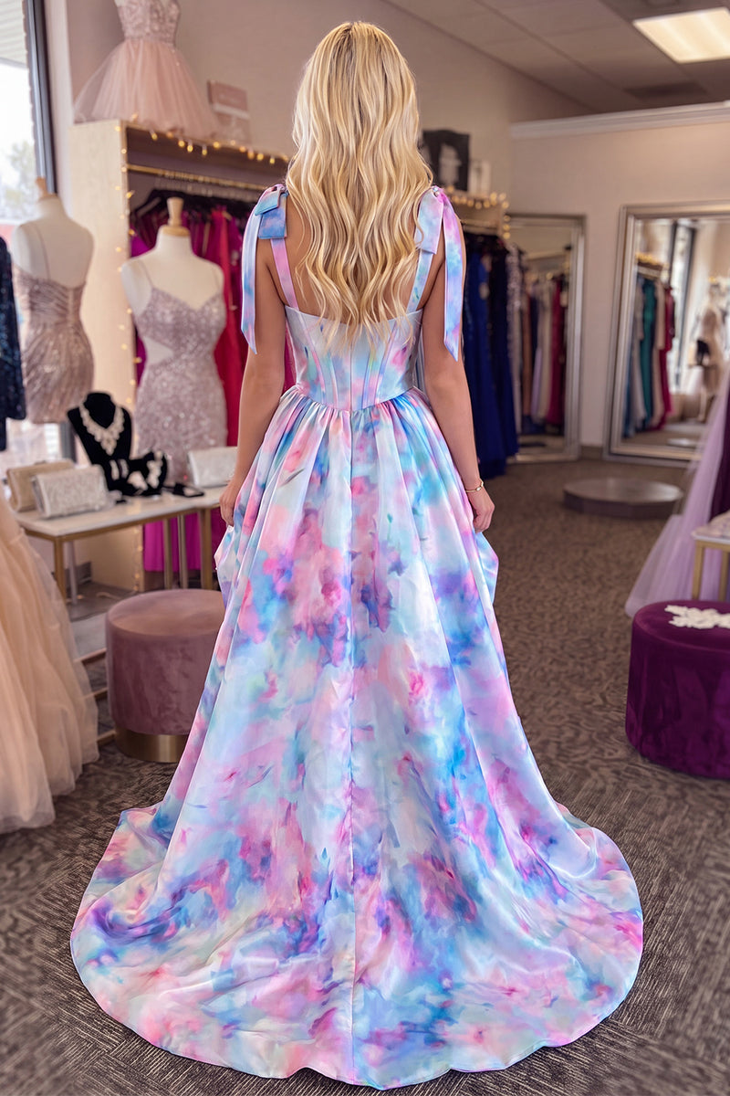 Load image into Gallery viewer, Lilac Corset High Low A Line Thick Straps Homecoming Dress