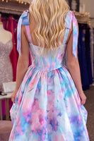 Load image into Gallery viewer, Lilac Corset High Low A Line Thick Straps Homecoming Dress