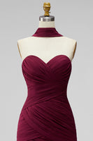 Load image into Gallery viewer, Brown Strapless Pleated Neck Scarf Tight Short Homecoming Dress